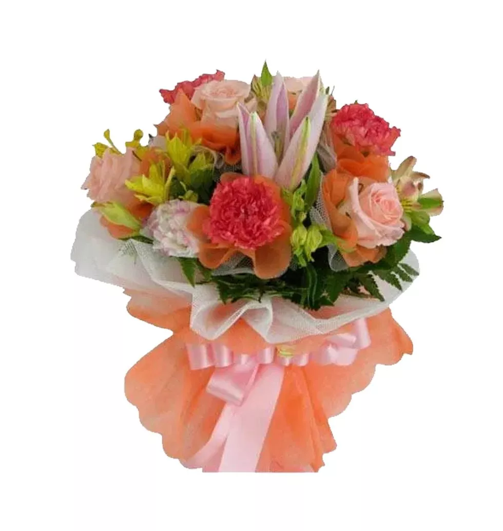 Aromatic Collection of Pink Carnation, Rose and Lily