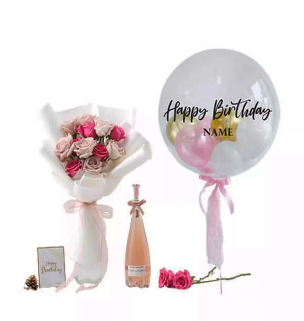 Birthday Balloon And Wine Set