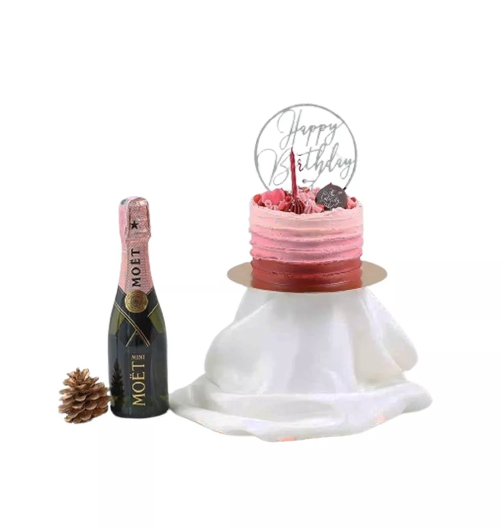 Bottle Of Champagne With Cake