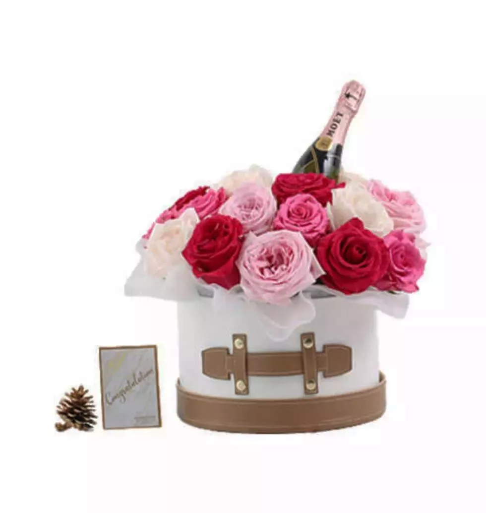 Champagne And Flower Gift Box