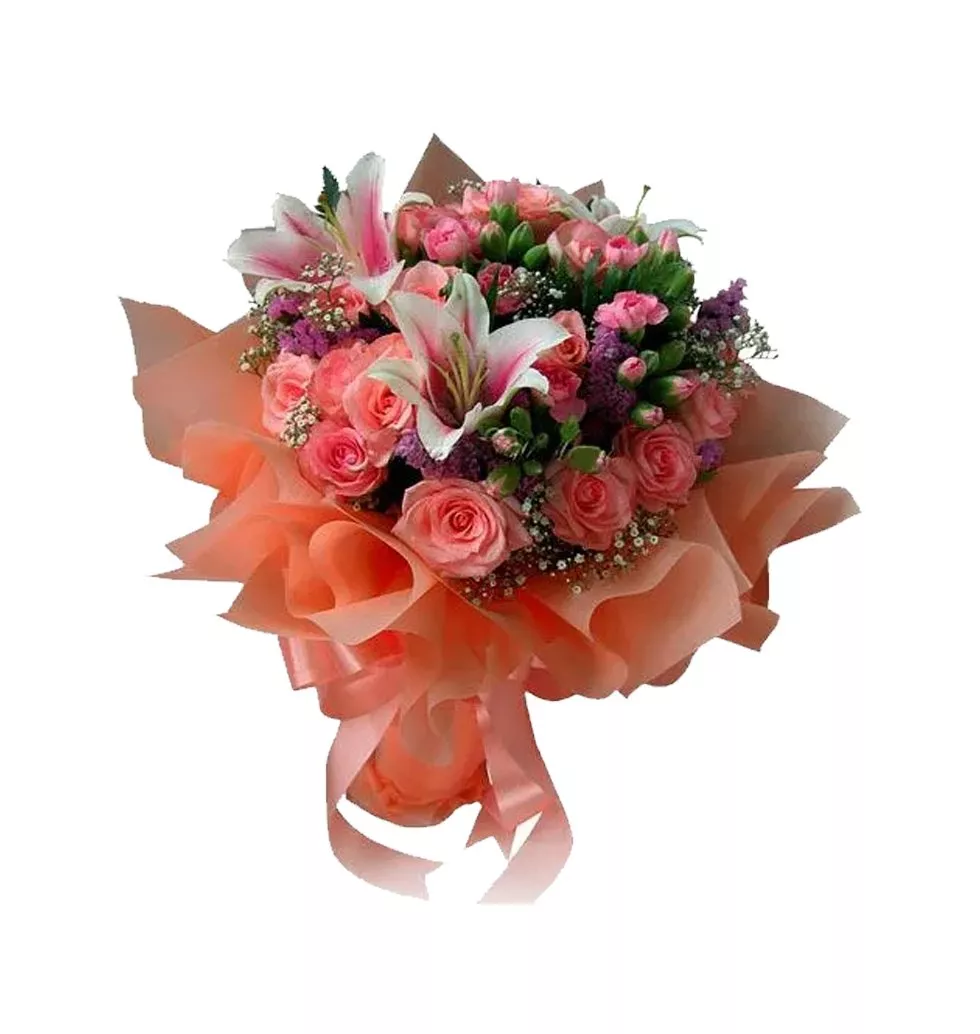 Charming Lilies with Pink Roses for Occasion