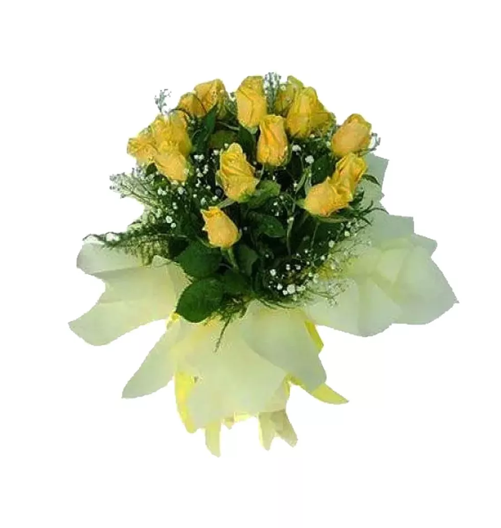 Divine Composition of Yellow Roses with Fillers