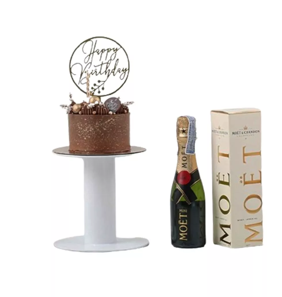 Elegant Chocolate Cake And Champagne