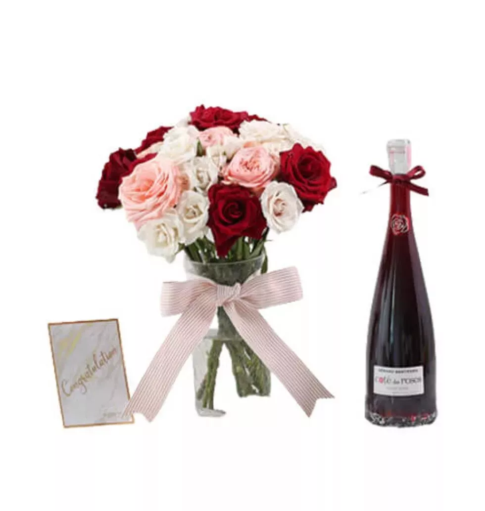 Elegant Wine And Blossom Hamper