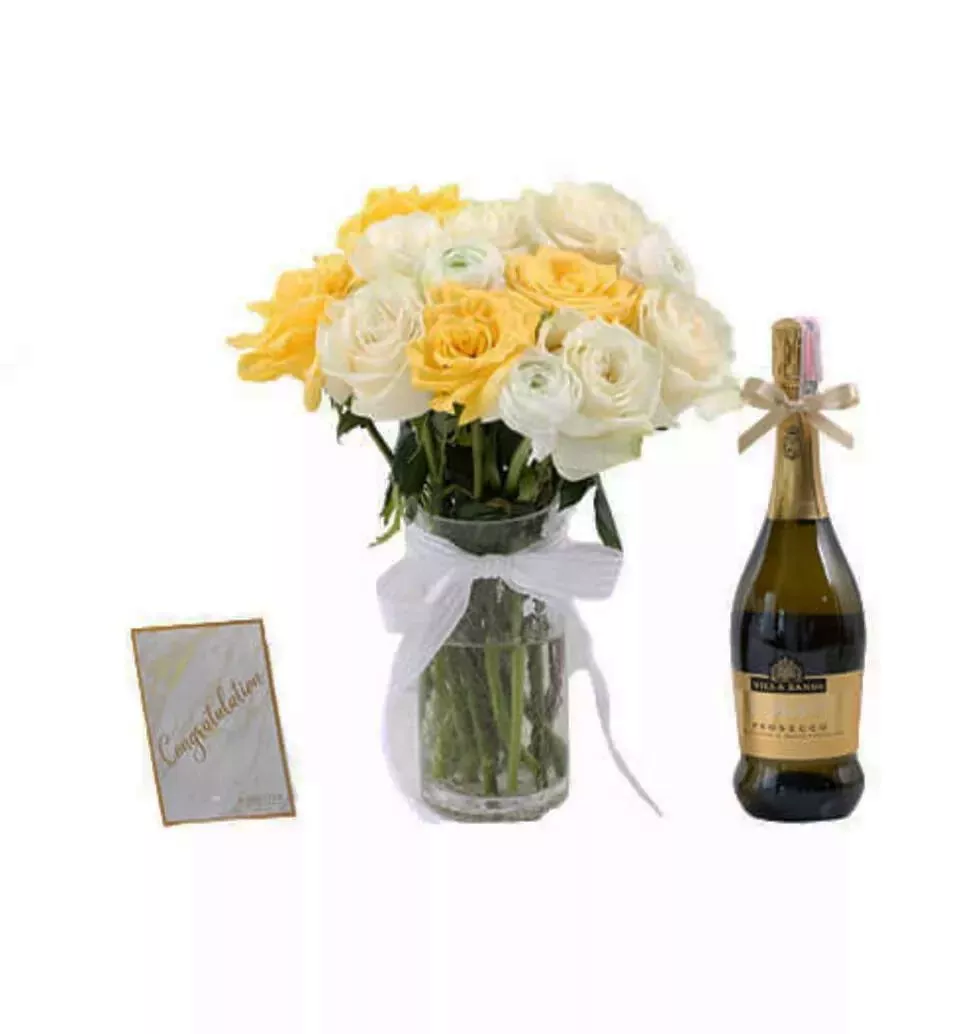 Elegant Wine And Flower Gift