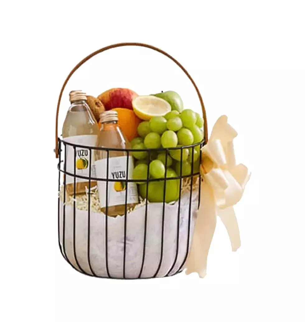 Healthy Fruit And Drink Basket