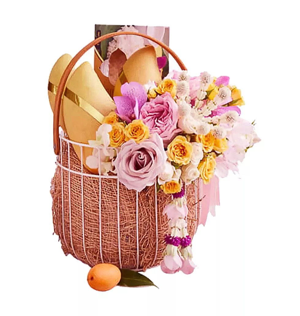 Mango Basket With Flowers