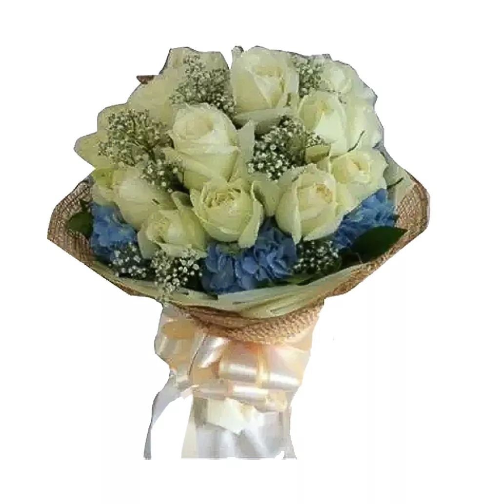 Roses With Blue Mixed Flowers