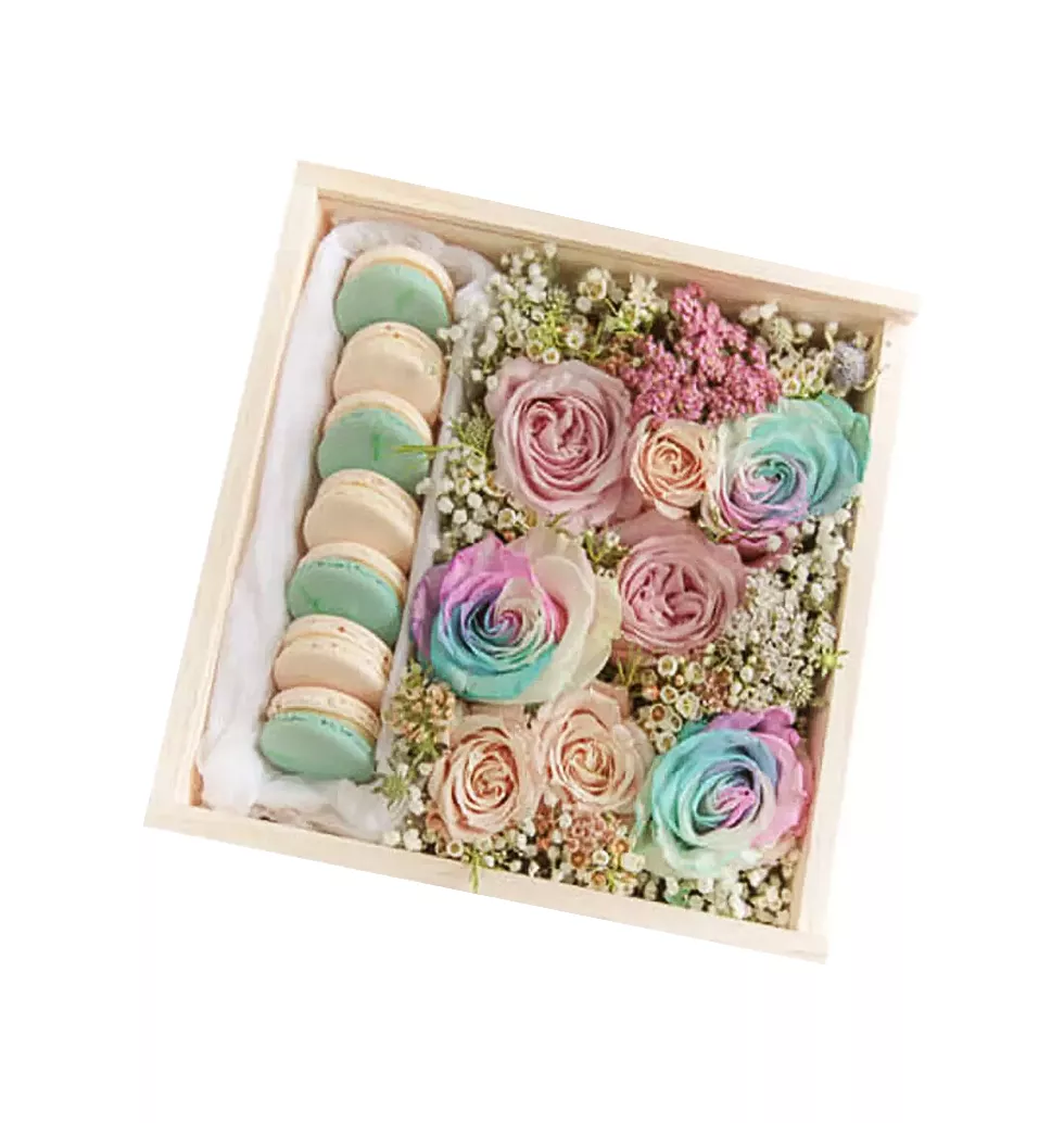 Sweet Macaron With Flowers Decoration