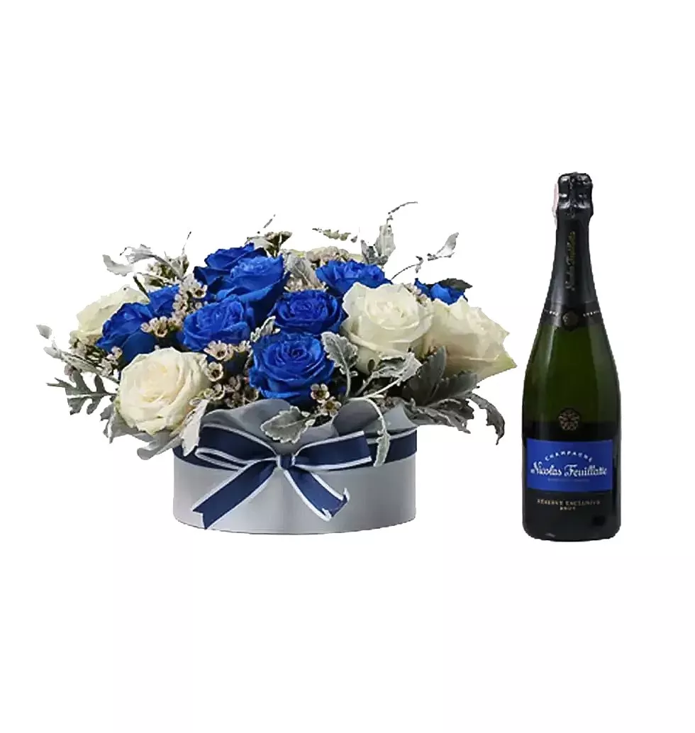 Unparalleled Champagne And Flower Set